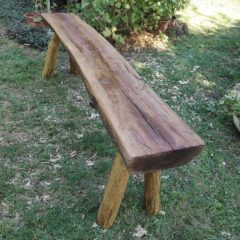 Wooden bench - slab and sticks